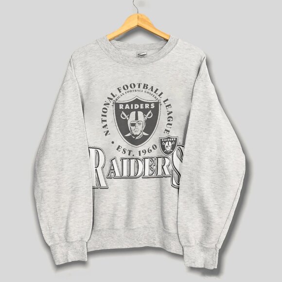 Vintage 90s NFL Las Vegas Raiders Football Crewneck Sweatshirt, Oakland Raiders - Picture 1 of 2